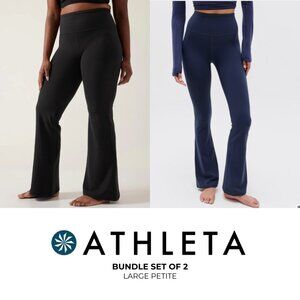 Athleta Elation Ultra High Rise Flare Pant Powervita Bundle Set of 2 Large Petit
